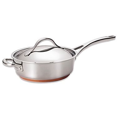 Anolon&reg; Nouvelle Copper Stainless Steel 3 qt. Covered Sauté Pan with Helper Handle. View a larger version of this product image.