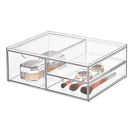Alternate image 1 for iDesign™ 3-Drawer Clear Wide Stackable Cosmetic Organizer