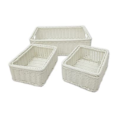 white storage baskets for shelves