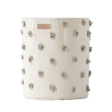 Pehr Pom Pom Canvas Hamper in Grey. View a larger version of this product image.