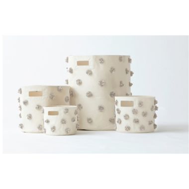Pehr Pom Pom Canvas Hamper in Grey. View a larger version of this product image.