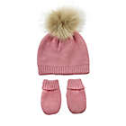 Alternate image 0 for NYGB&trade; Infant 2-Piece Garter Stitch Pom Hat and Mitten Set in Rose Quartz
