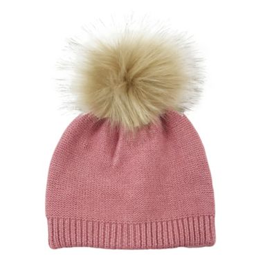 NYGB&trade; Infant 2-Piece Garter Stitch Pom Hat and Mitten Set in Rose Quartz. View a larger version of this product image.