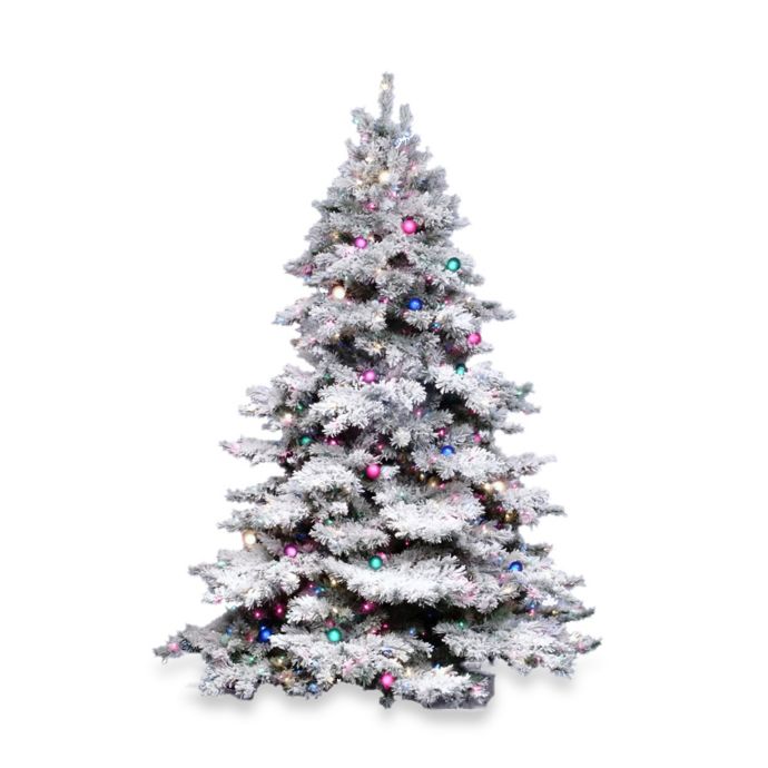 Vickerman Flocked Alaskan Pine Pre Lit Christmas Tree With Clear Lights Bed Bath And Beyond Canada 8693