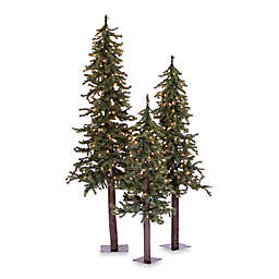 Vickerman Natural 3-Piece Alpine Pre-Lit Christmas Trees with Clear Lights
