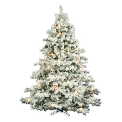 flocked pre lit christmas tree