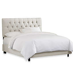 Tufted Bed in Linen Talc