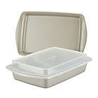 Alternate image 1 for Rachael Ray&trade; Nonstick Carbon Steel 3-Piece Bakeware Pan Set with Swing Lid in Silver