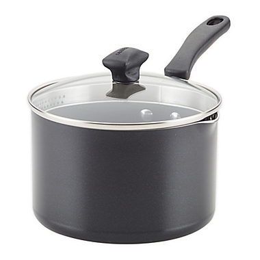 Farberware&reg; Cookstart Nonstick 3 qt. Aluminum Covered Straining Saucepan. View a larger version of this product image.