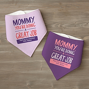 Mommy, You&#39;re Doing A Great Job Personalized Bandana Bibs (Set of 2). View a larger version of this product image.