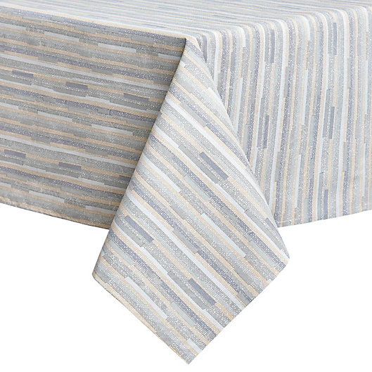 Alternate image 1 for Twill Stripe Laminated Tablecloth in Blue