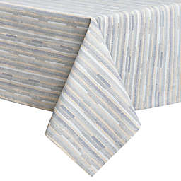Twill Stripe Laminated Tablecloth in Blue