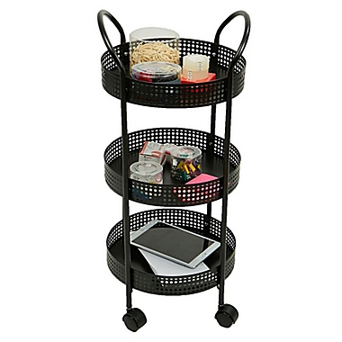 Mind Reader 3-Tier Metal Multi-Purpose Utility Cart in Black. View a larger version of this product image.