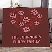 Paws On My Heart Personalized 60-Inch x 80-Inch Fleece Blanket
