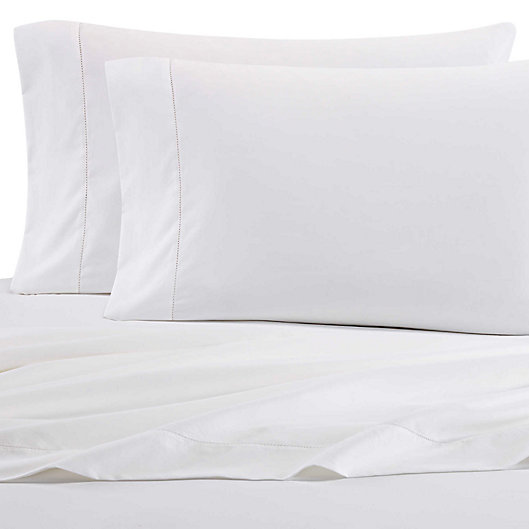 Alternate image 1 for Wamsutta® PimaCott® Solid 525-Thread-Count Twin XL Fitted Sheet in White