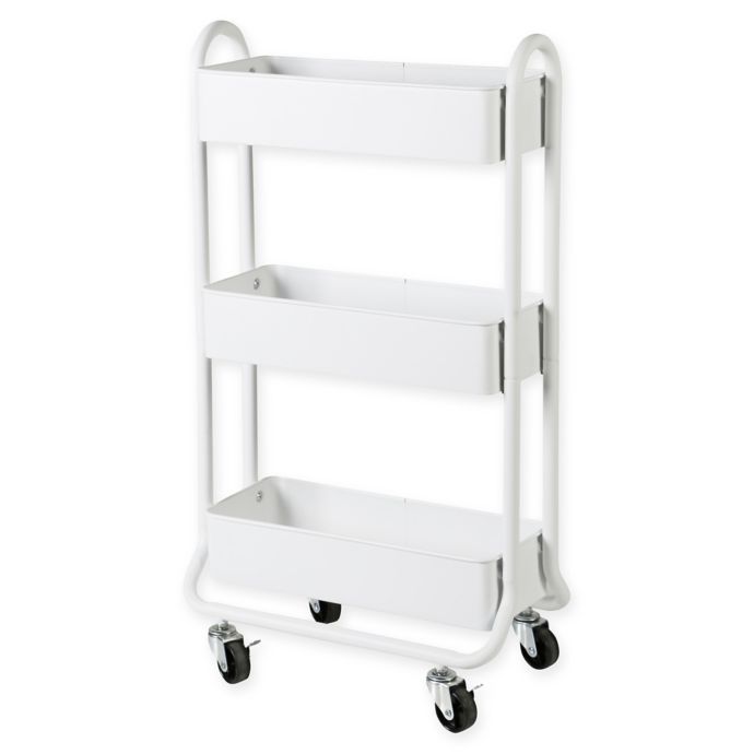 Salt Narrow Bath Storage Cart In White Bed Bath And Beyond Canada