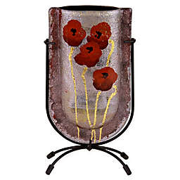 Jasmine Art Glass Red Poppies Mini Fused Glass U-Shape Vase