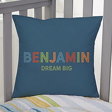 Boy&#39;s Colorful Name Personalized 14&quot;--Inch Square Throw Pillow. View a larger version of this product image.