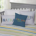 Alternate image 2 for Boy&#39;s Colorful Name Personalized 14&quot;--Inch Square Throw Pillow