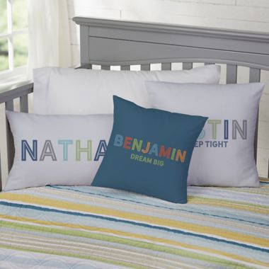 Boy&#39;s Colorful Name Personalized 14&quot;--Inch Square Throw Pillow. View a larger version of this product image.