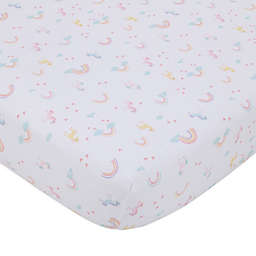 Little Love by NoJo® Rainbow & Unicorn Whimsy Fitted Crib Sheet in Pink
