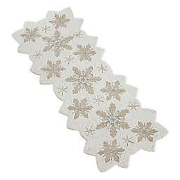 Saro Lifestyle Beaded Snowflake 35-Inch Table Runner in White
