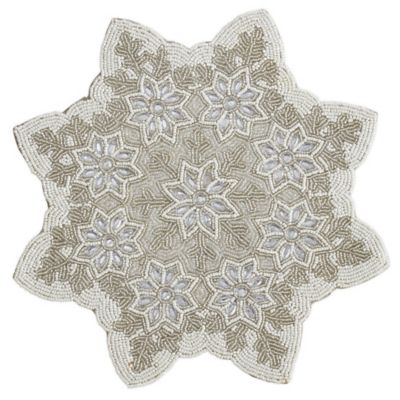 Saro Lifestyle Beaded Snowflake Placemats in White (Set of 4)