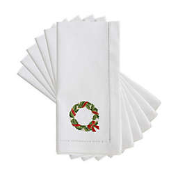 Saro Lifestyle Broderie Wreath Napkins in White (Set of 4)