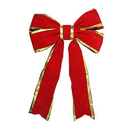 Northlight 24-Inch 4-Loop Velveteen Christmas Bow Decoration in Red