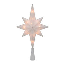 Northlight 11-Inch Frosted Star Christmas Tree Topper in Brown with Clear Lights
