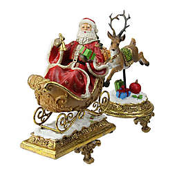 Northlight 2-Piece 9.5-Inch Santa and Reindeer Stocking Holders Set in Red
