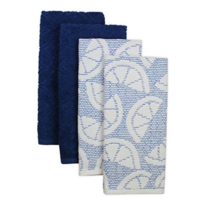 navy blue kitchen towel set