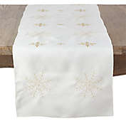 OurWarm Christmas Embroidered Table Runner White Snowflakes Table Linens for Christmas Decorations 16 x 72 Inch 