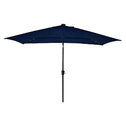 Destination Summer 11-Foot Rectangular Aluminum Solar Patio Umbrella in Navy