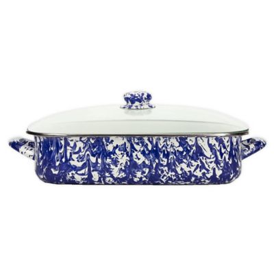 Cobalt Swirl Pattern 10.5 qt Roasting Pan Golden Rabbit Enamelware