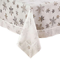 Saro Lifestyle Burnout Snowflake Tablecloth in White