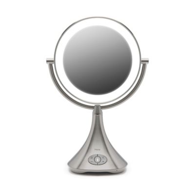 iHome&reg; 1X/7X Portable Double-Sided 9-Inch Vanity Mirror with Bluetooth&reg; Speaker