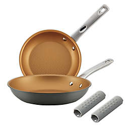 Ayesha Curry™ Nonstick Hard-Anodized Skillet Twin Pack with Silicone Handle Sleeves