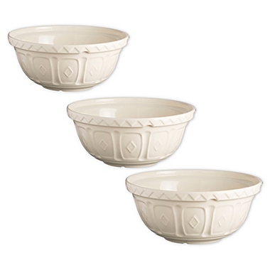 Mason Cash&reg; 3-Piece Earthenware Mixing Bowl Set in Cream. View a larger version of this product image.