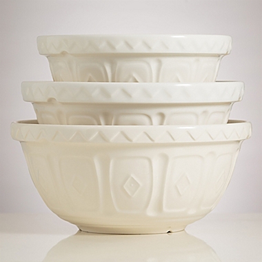 Mason Cash&reg; 3-Piece Earthenware Mixing Bowl Set in Cream. View a larger version of this product image.