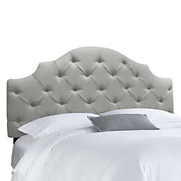 Skyline Furniture Full Tufted Notched Linen Upholstered Headboard in Navy