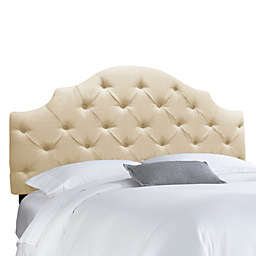 Skyline Furniture King Tufted Notched Linen Upholstered Headboard in Sandstone