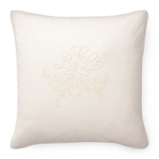 Alternate image 1 for Lauren Ralph Lauren Claudia Embroidered Logo 20-Inch Square Throw Pillow in Cream