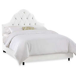 California King Arched Tufted Bed in Velvet White