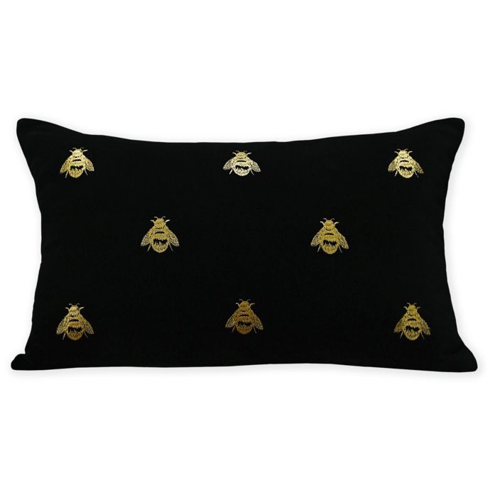 MM Linen Fiori Velvet Oblong Throw Pillow in Black Bed Bath & Beyond