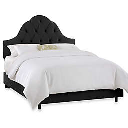 Twin Arched Tufted Bed in Velvet Black