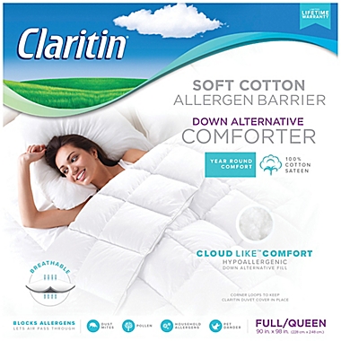 Claritin&reg; Cotton Down Alternative King Comforter In White. View a larger version of this product image.