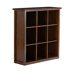 Simpli Home Artisan Solid Wood 9 Cube Bookcase and Storage Unit in Russet Brown