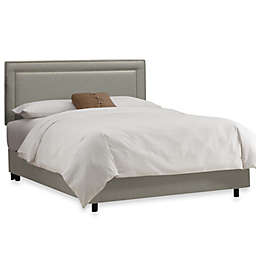 Skyline Furniture California King Nail Button Border Bed in Linen Grey