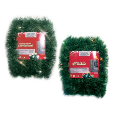 Brite Star Battery Operated 18-Foot Pine Garland with Multicolor LED Lights
